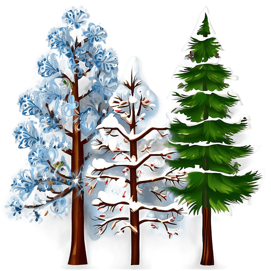 Snow Decorated Trees PNG 06292024