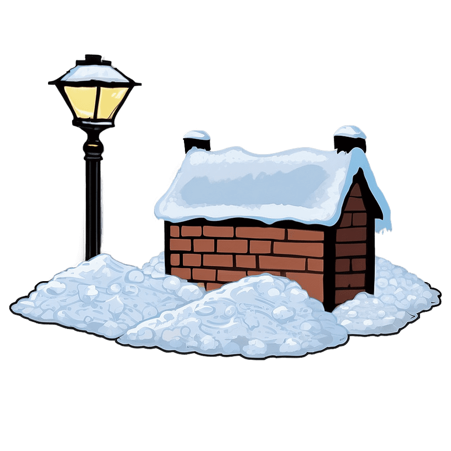 Snow Pile Under Streetlight PNG 05262024