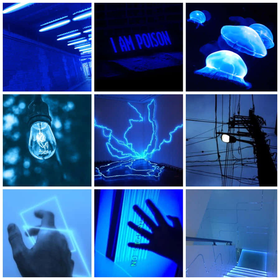 Fundoestético azul em 9 partes de colagem.