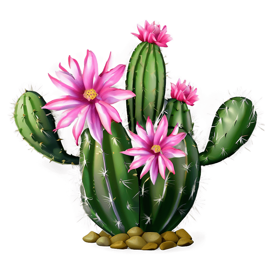 Cactus with Pink Flowers PNG ytk66