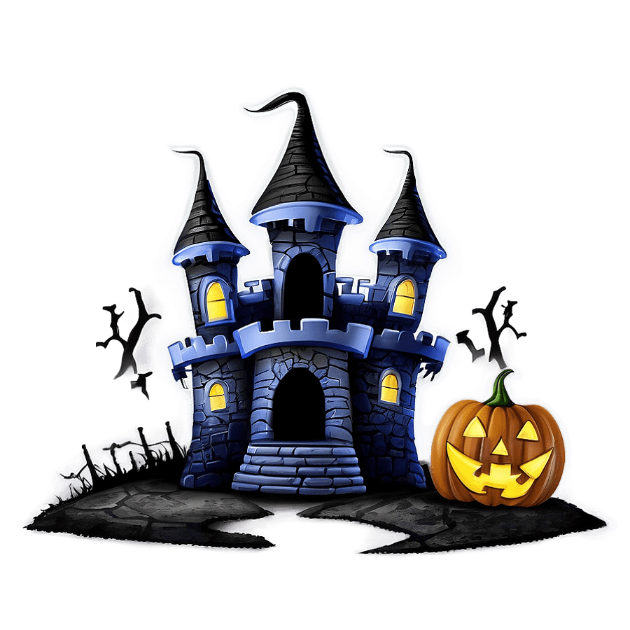 Happy Halloween Haunted Castle PNG hxo47