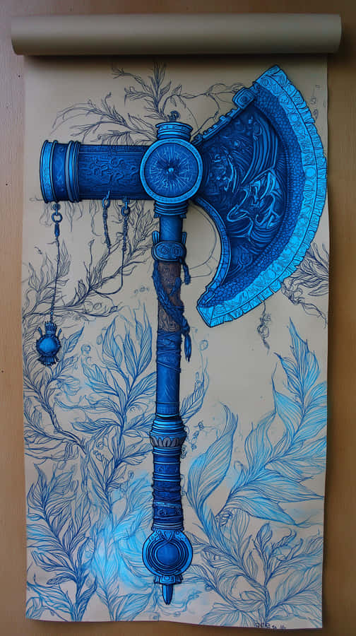 axe,fantasy,ornate,scroll,magic,artifact,weapon,mythical,detailed,art,design,ancient,adventure,game,lore