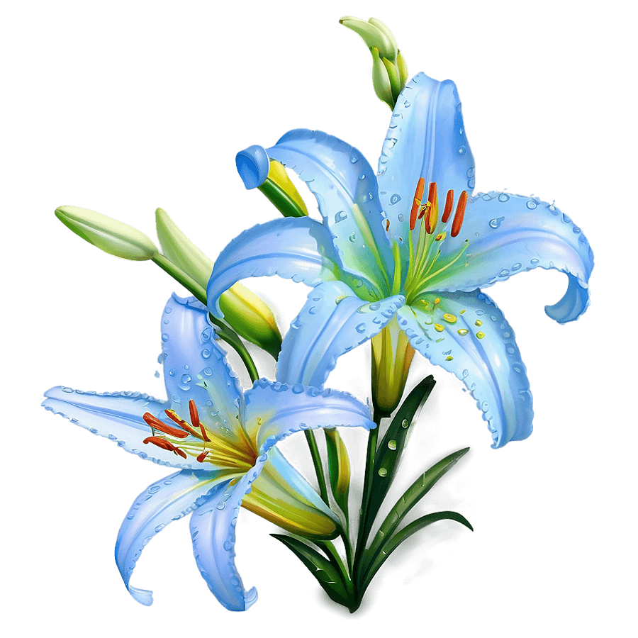Lilies with Dewdrops PNG 73