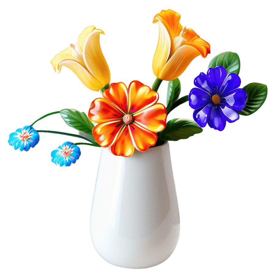 Abstract Flowers in Vase PNG 96