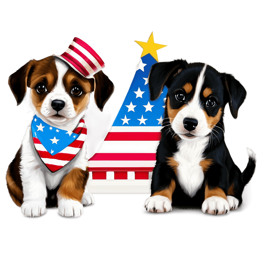 Patriotic Puppies Fourth Of July PNG pia