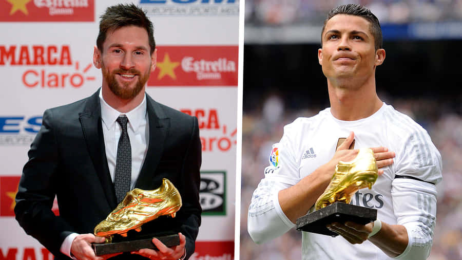 Lionel Messi with his Golden Boot Award