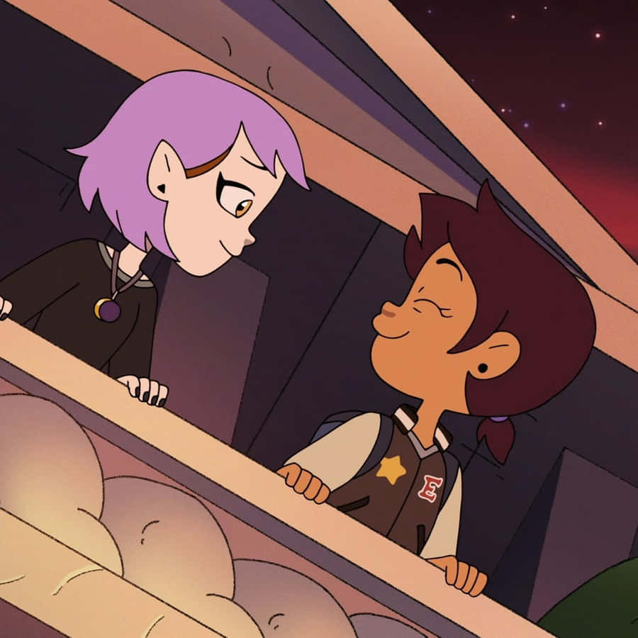 Personagens de Desenho Animado Observando Estrelas Lumity