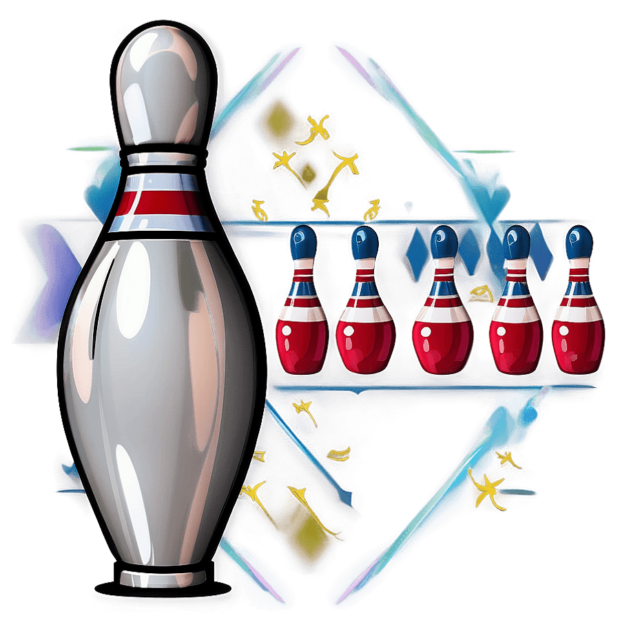 Retro Bowling Pin Design PNG 05232024