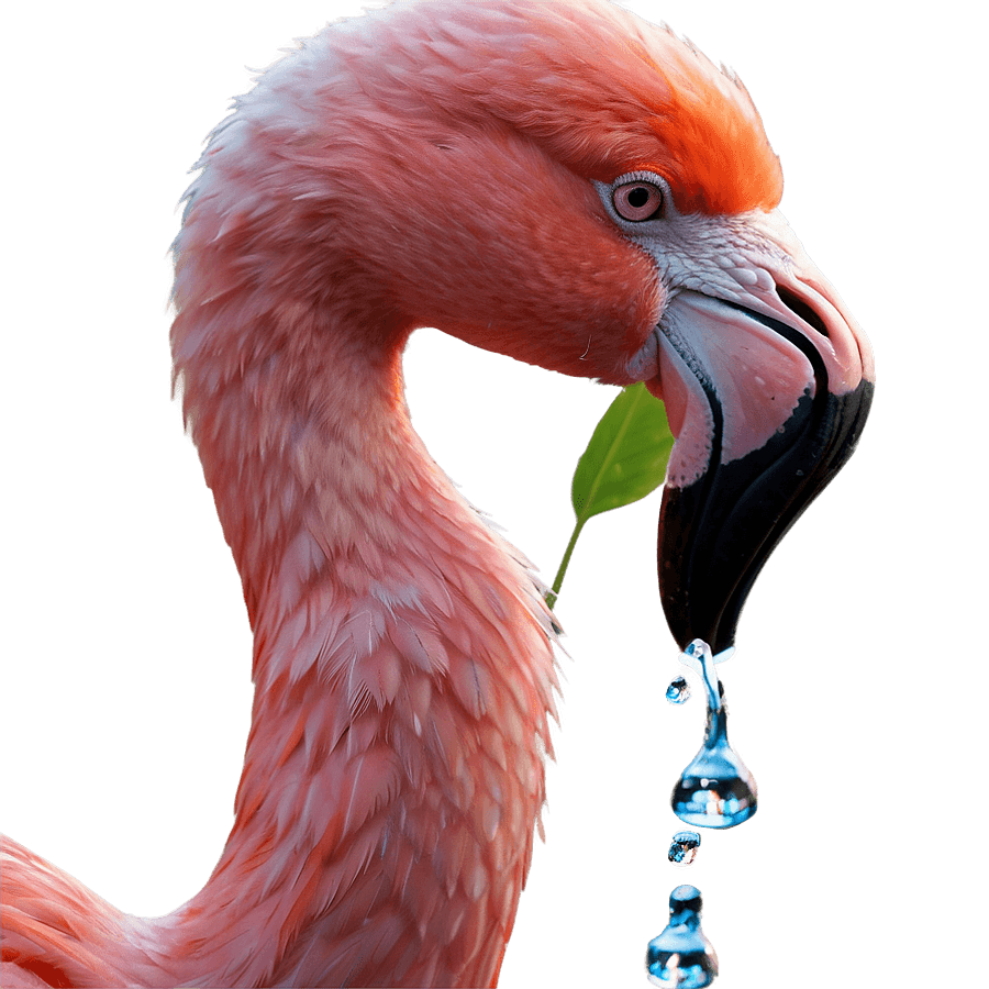 Flamingo with Water Droplets PNG 46