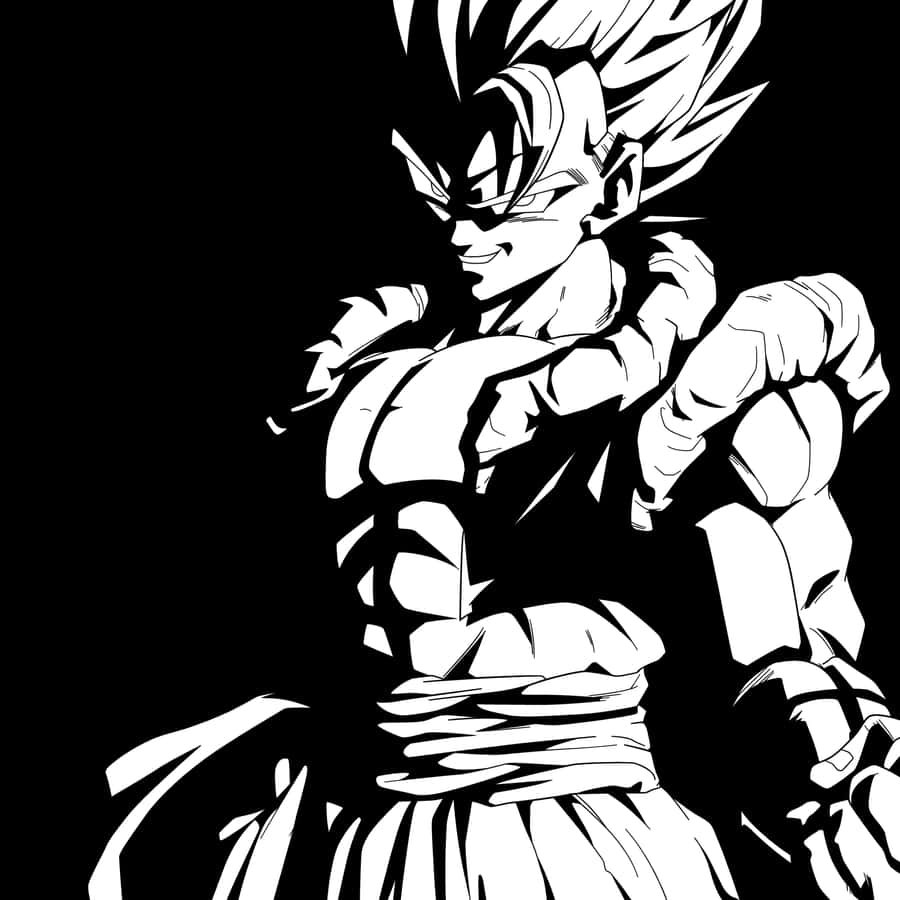 Saiyanfyrsten Vegeta i sort og hvid.