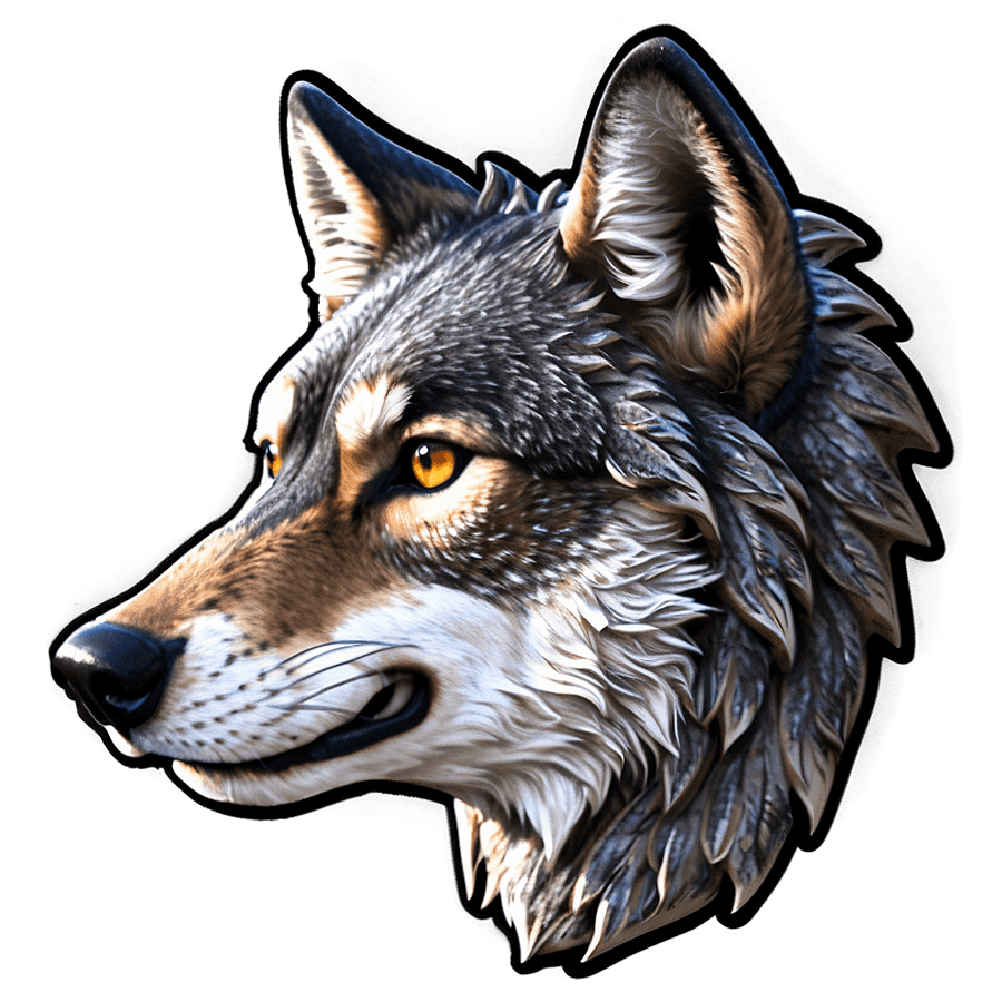 Fierce Wolf Face Emblem PNG 52