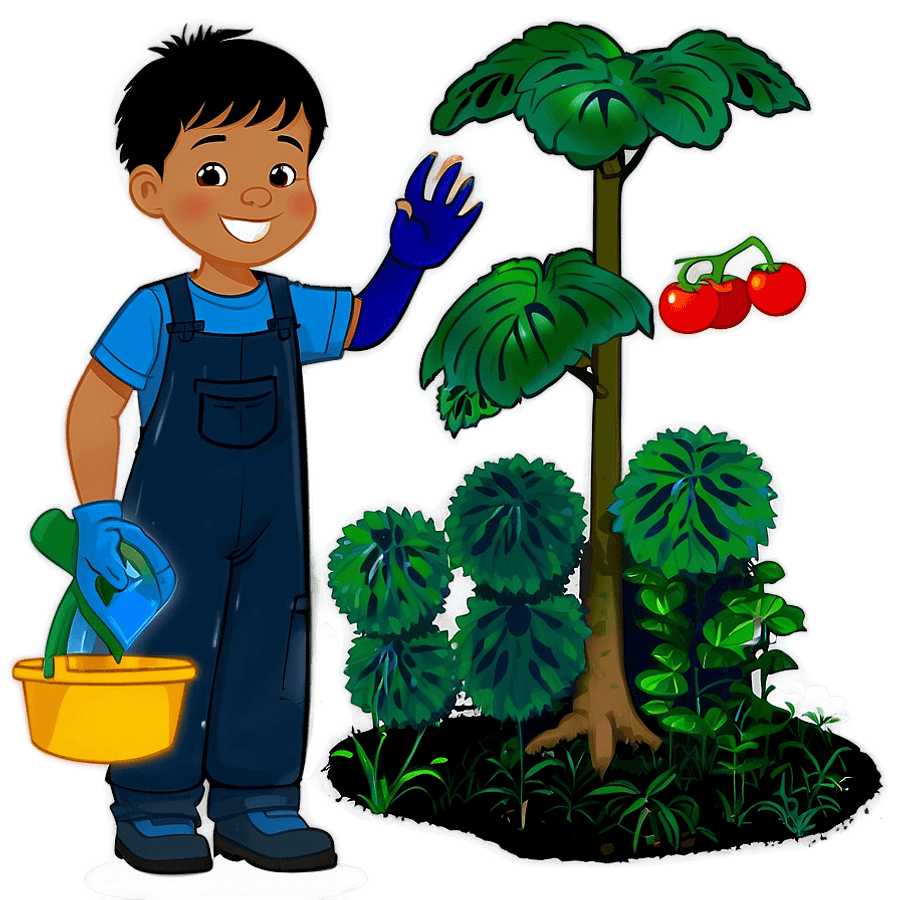 Little Boy Gardening PNG 05262024