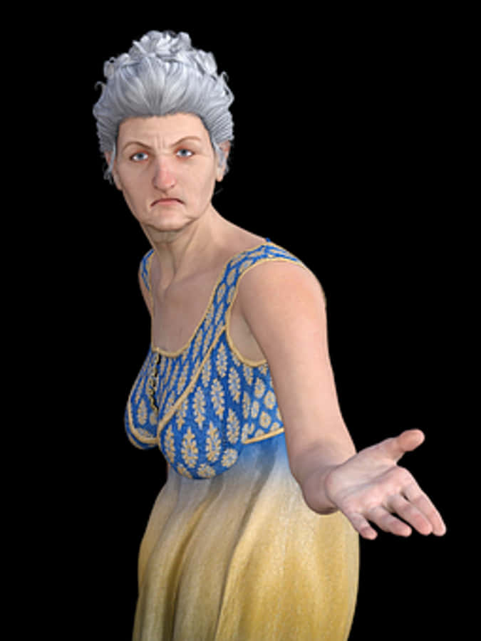 Elderly Anime Style Woman Gesturing