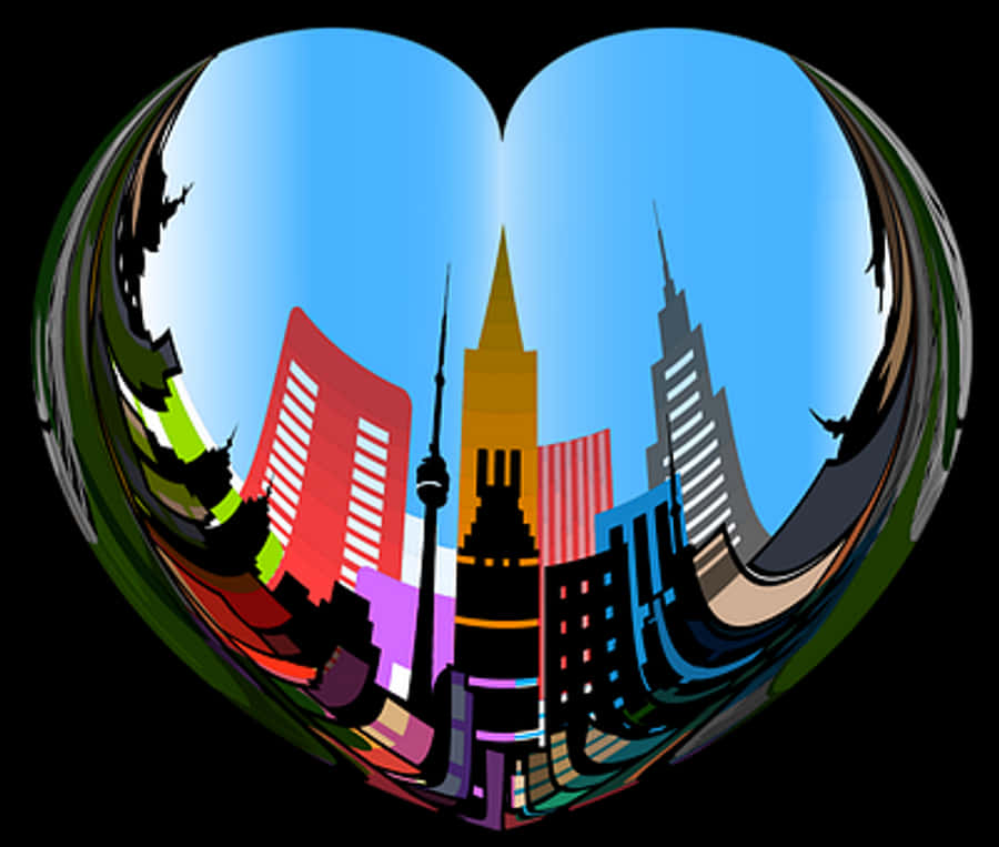 Urban Heart Skyline Illustration