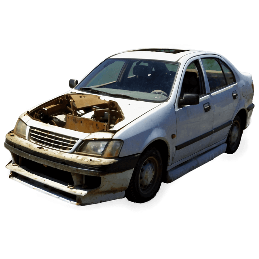 Abandoned Broken Car PNG 06282024