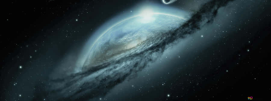 Undersøg de himmelske Undere af Galaxy Planet Sceniske Tapet.