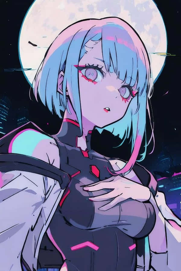 Ragazza Anime Cyberpunk alla Luce della Luna