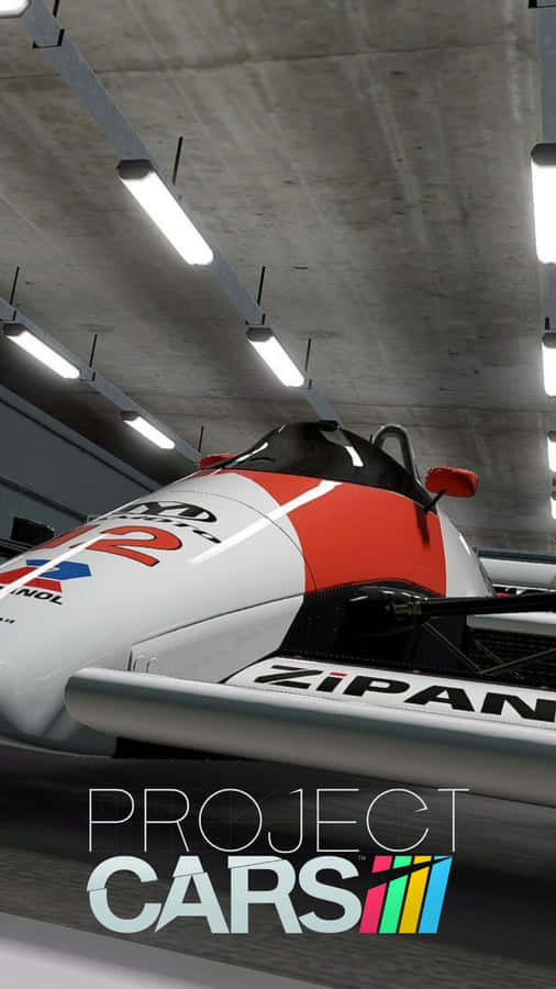 "Körom dina motståndare i Project Cars för Android" - refers to a computer or mobile wallpaper featuring the image of the "Project Cars" game with a caption promoting the game's feature of racing against opponents.