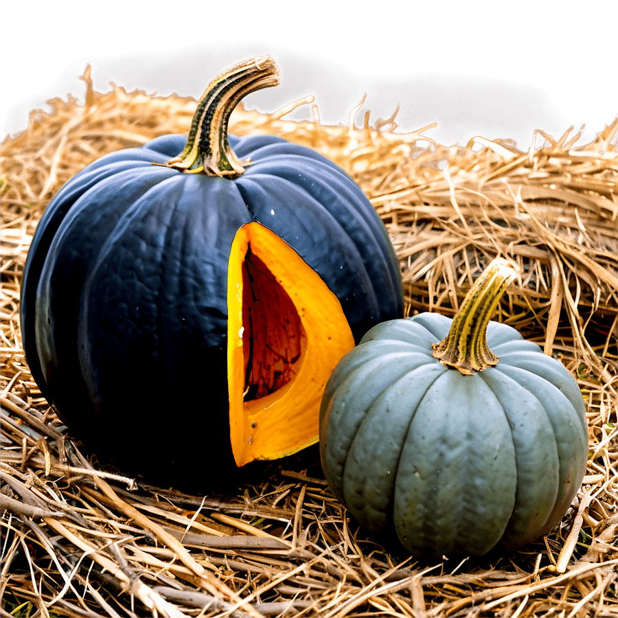 Black Pumpkin on Hay PNG 58