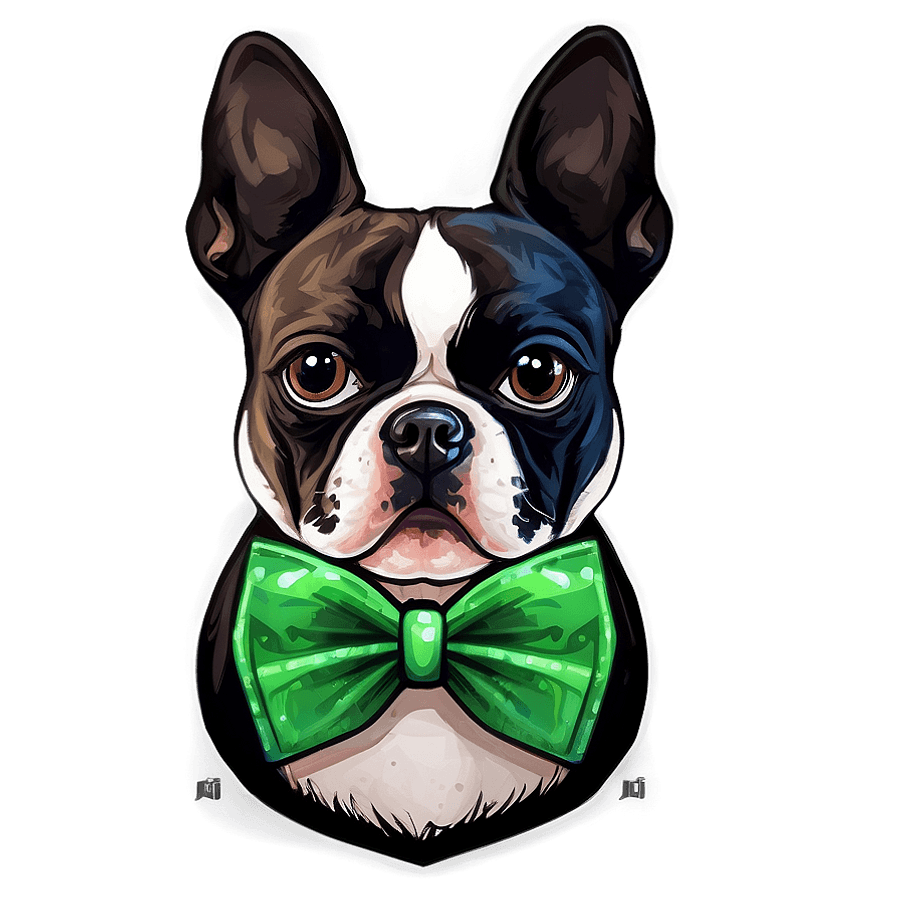 Boston Terrier with Bow Tie PNG 06242024