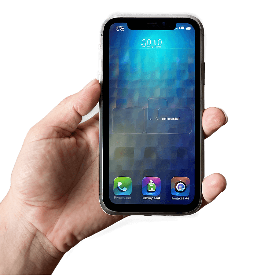 Hand with Phone Showing App PNG hct49