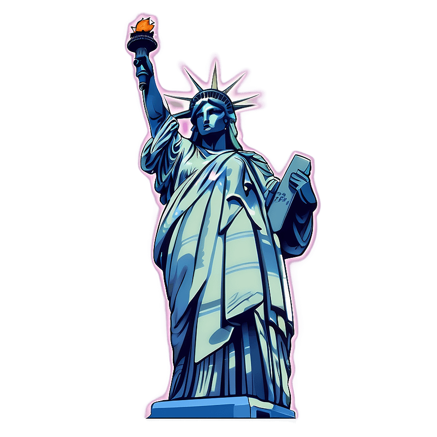 NY Skyline and Statue of Liberty PNG 44