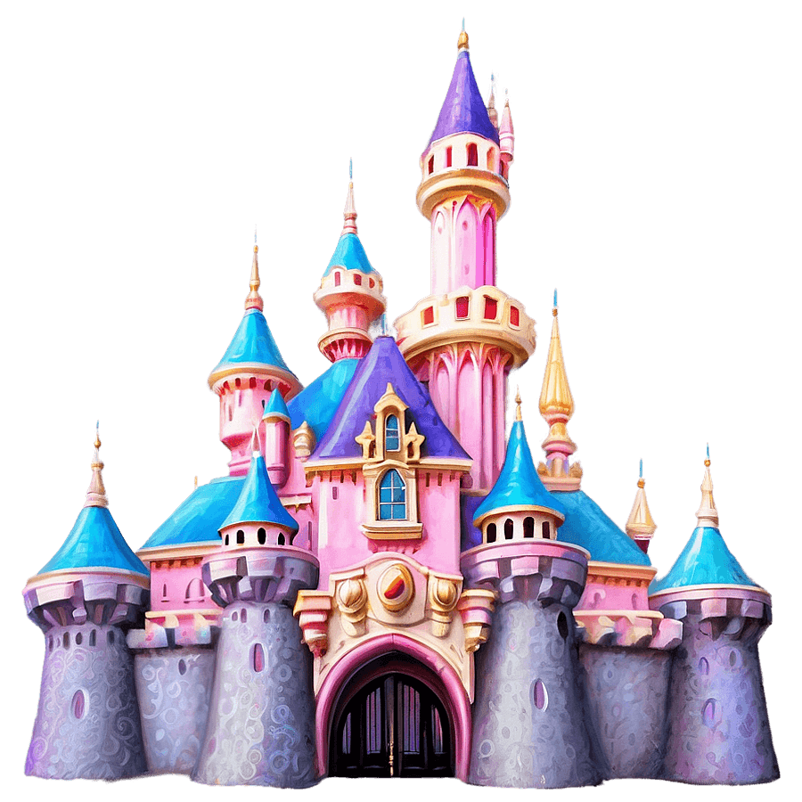 Pastel Disneyland Castle Art PNG ogw56