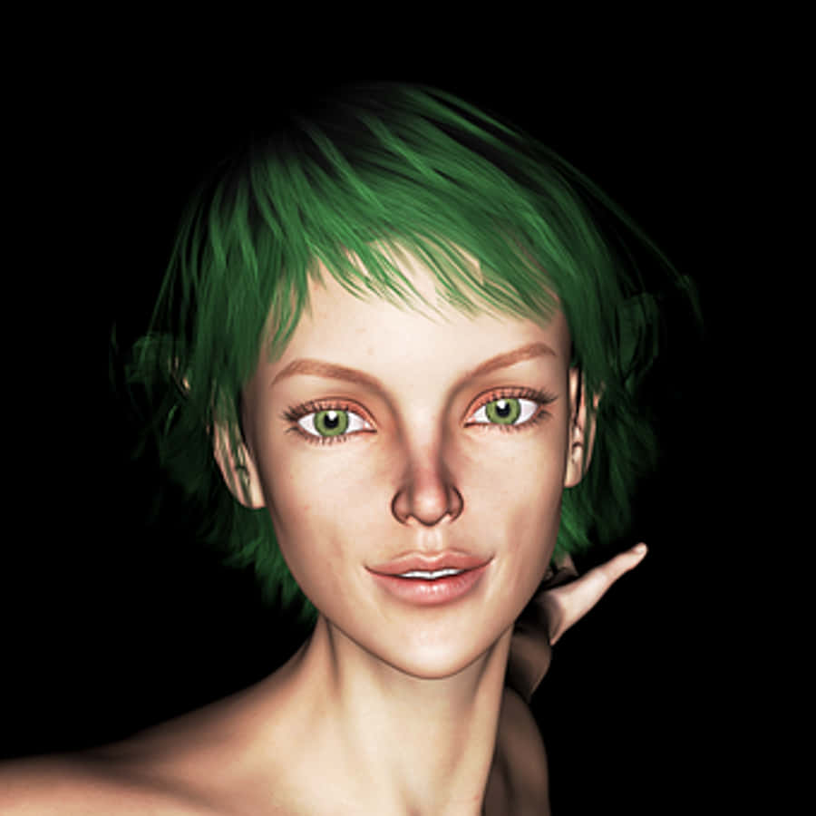 Green Haired Elf Portrait