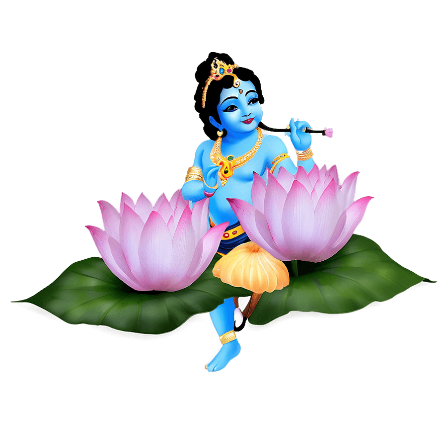 Krishna with Lotus Flower PNG 06232024