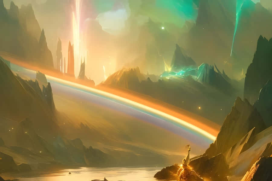 Mystisk Bifrost bro fantasy kunstverk