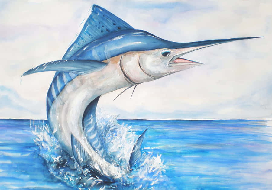 Poisson-sabre en aquarelle