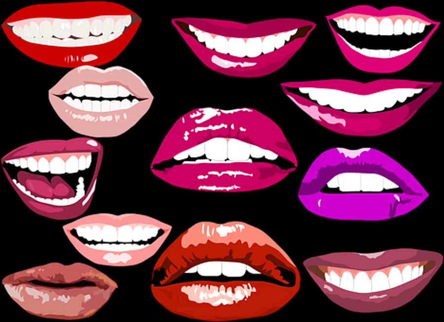 Colorful Smiling Lips Vector Illustration