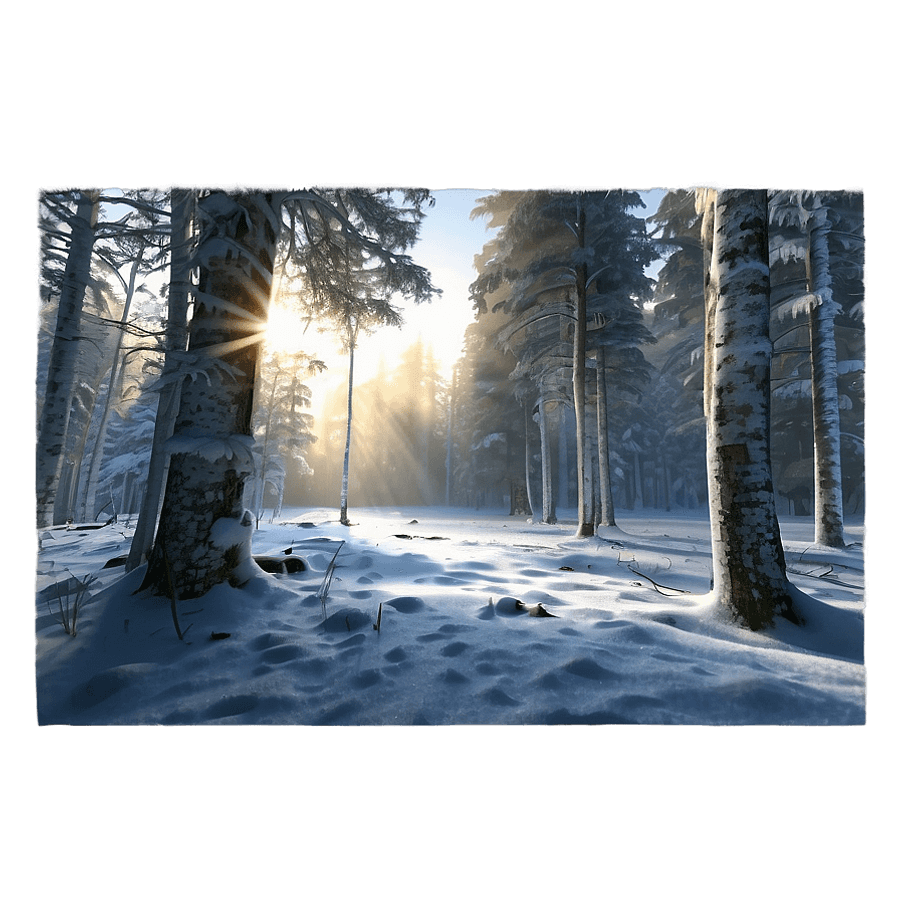 Frosty Winter Sunray Landscape PNG iys