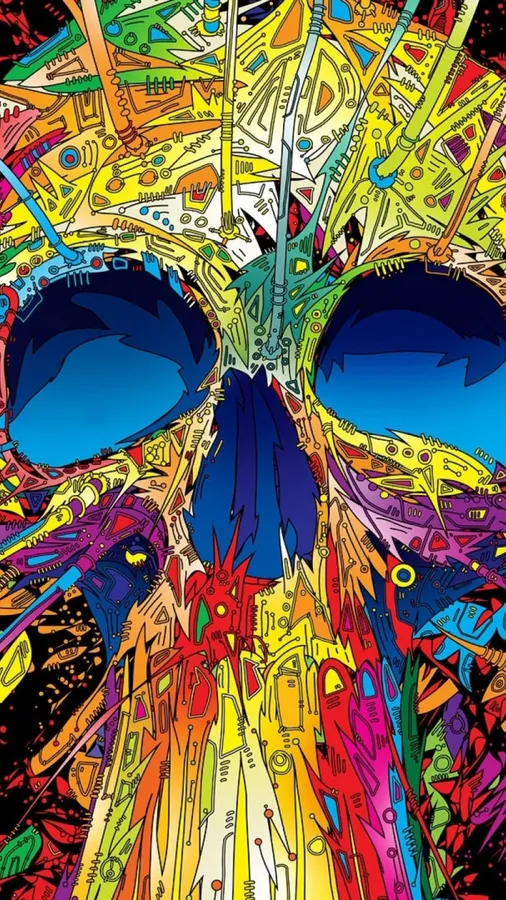 Psychedelic IPhone Skull Mechanical Objects
