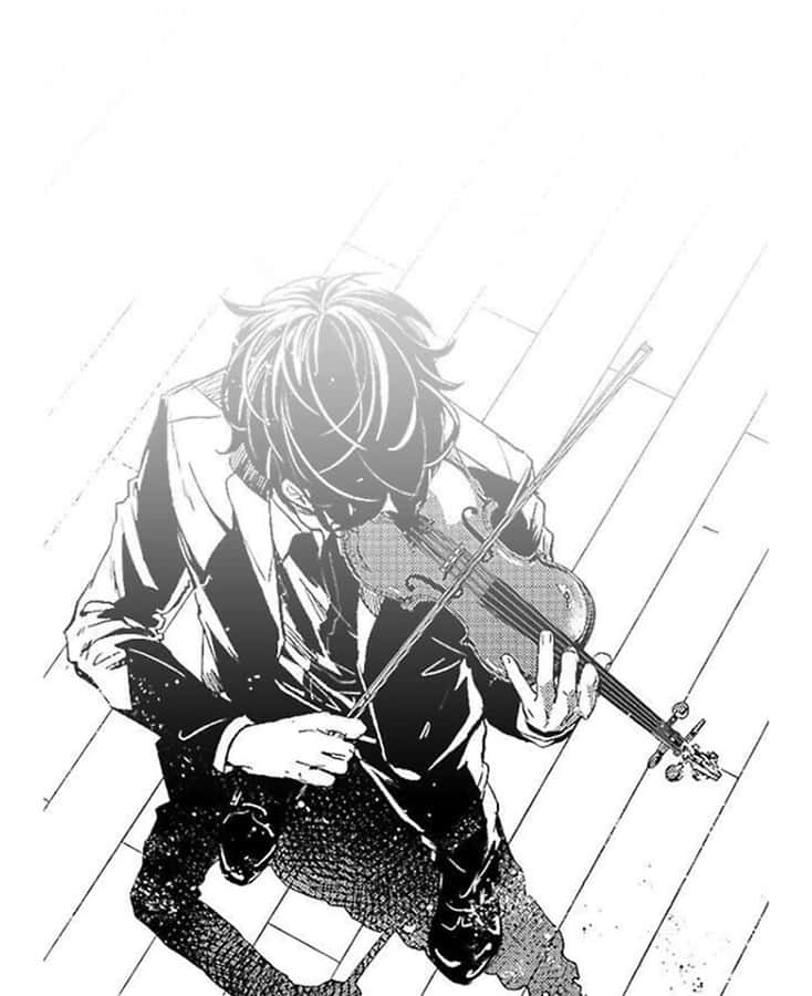 Personagem de Anime Violinista Monocromático