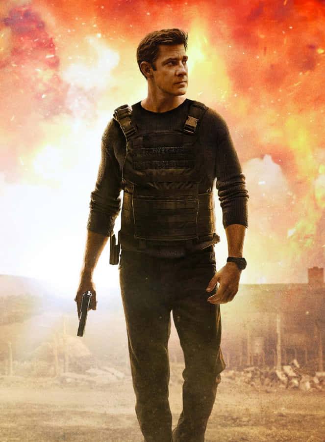 DerSchauspieler John Krasinski posiert in einem schicken Anzug.