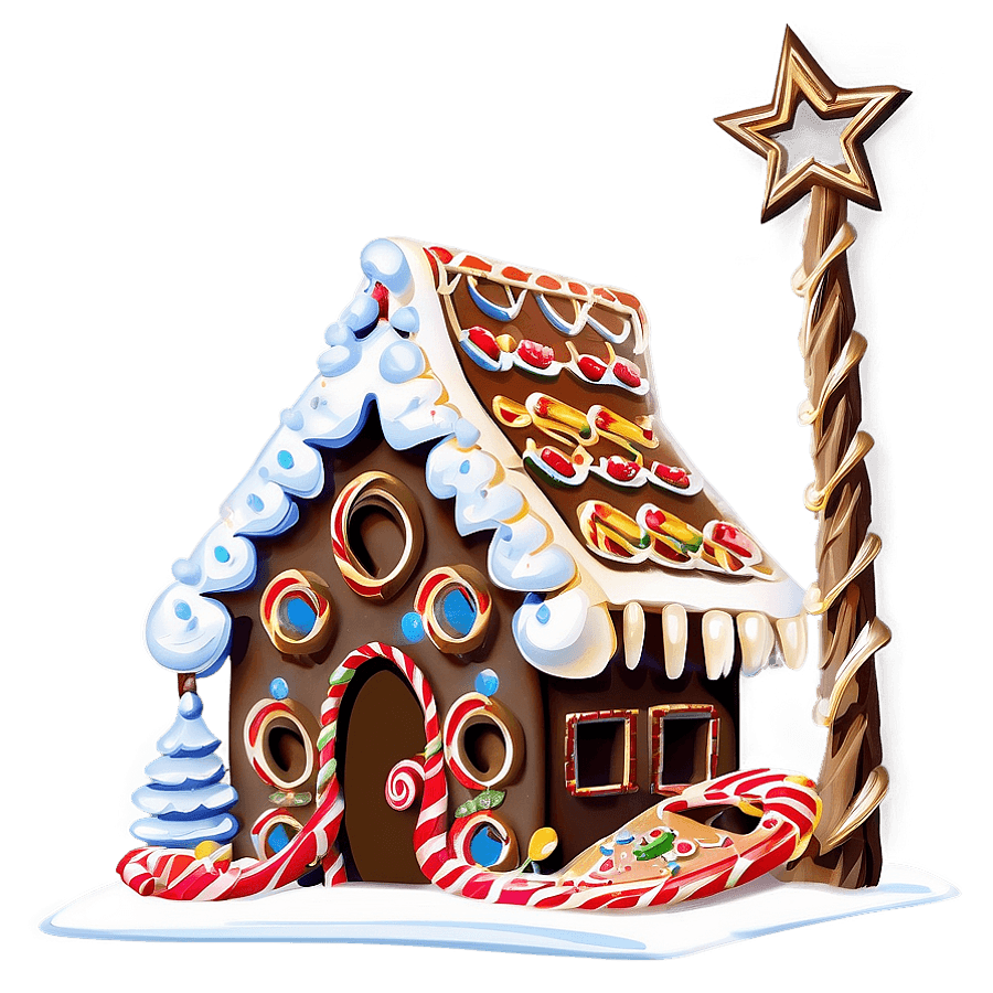 Festive Gingerbread House PNG 05212024