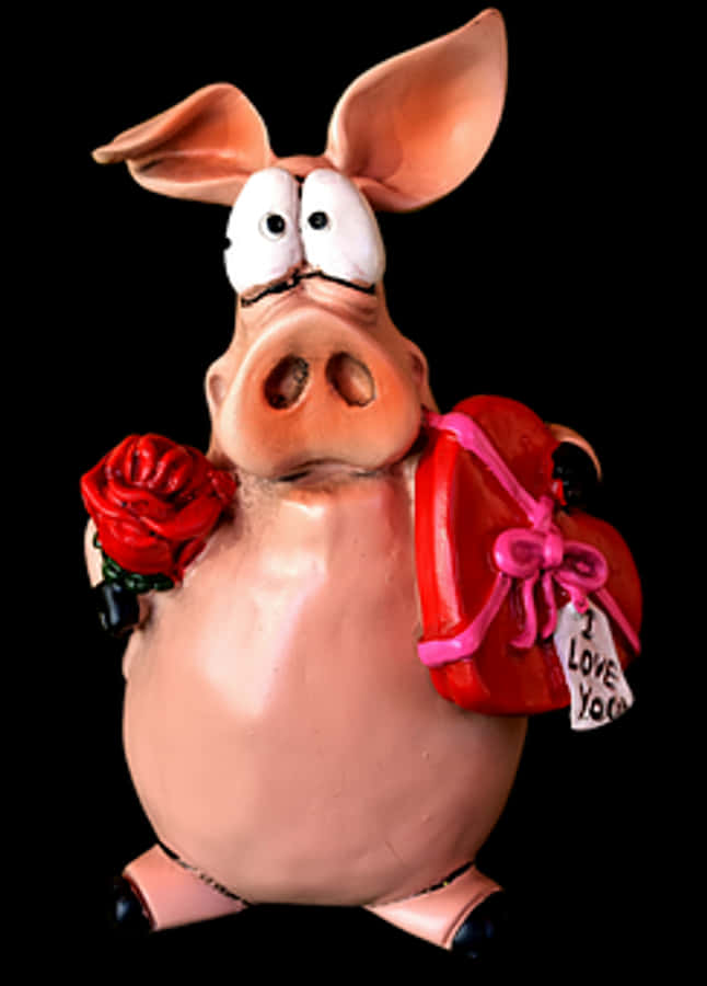 Pig Figurinewith Valentines Gift