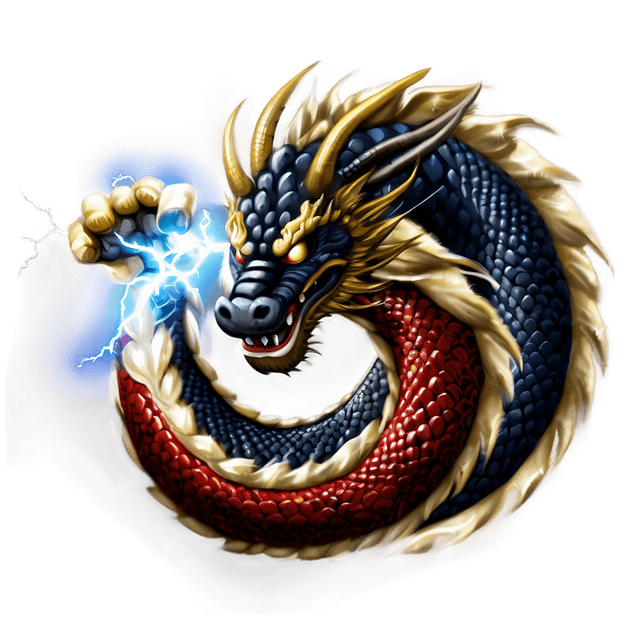 Japanese Dragon with Lightning PNG 06242024