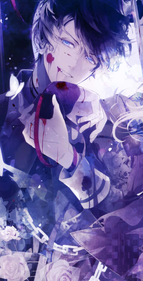 Personagem de Anime Misterioso Rosa Azul