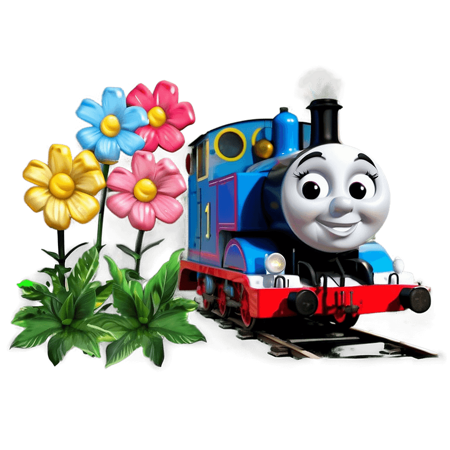 Thomas The Train And Flowers PNG twp23