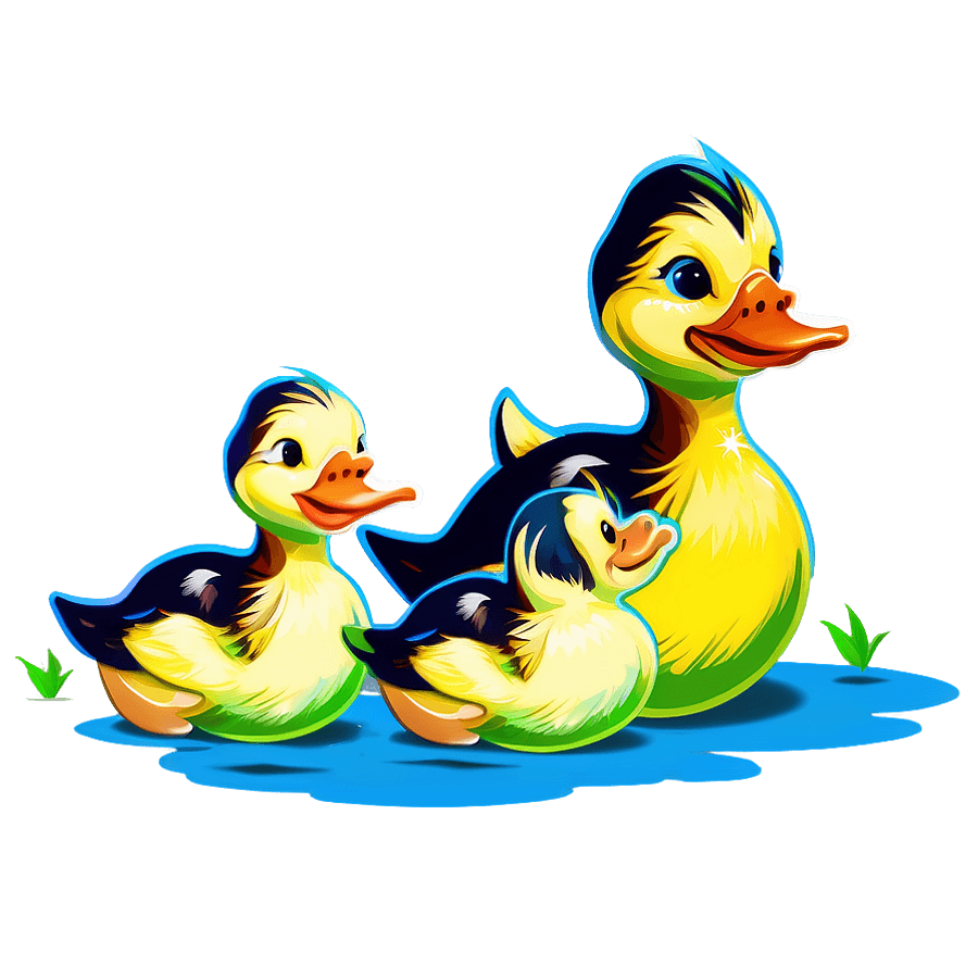 Duck and Ducklings PNG tei