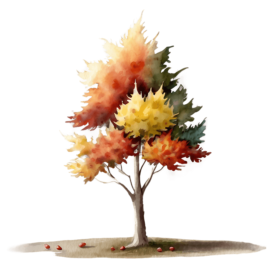 Fall Trees in Watercolor PNG evn