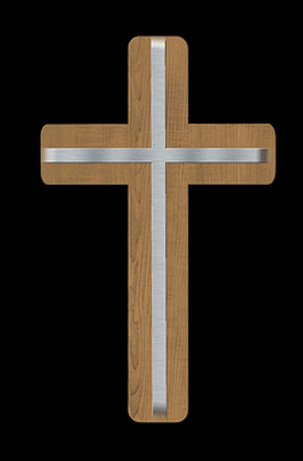 Wooden Crosswith Metal Inlay