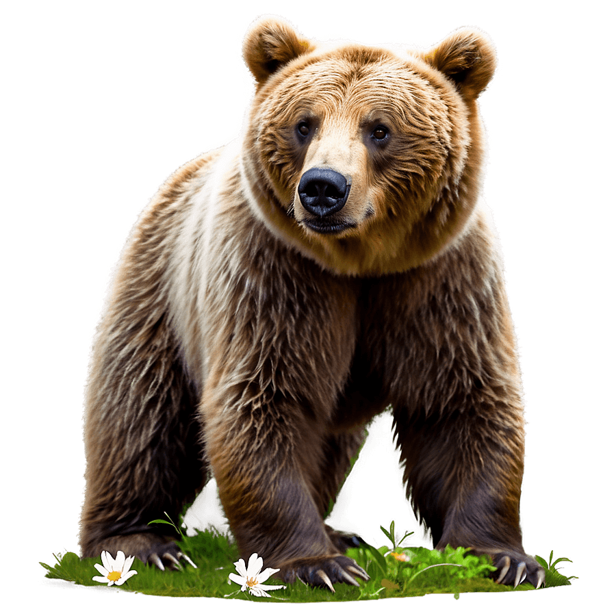 Brown Bear with Flowers PNG 06122024