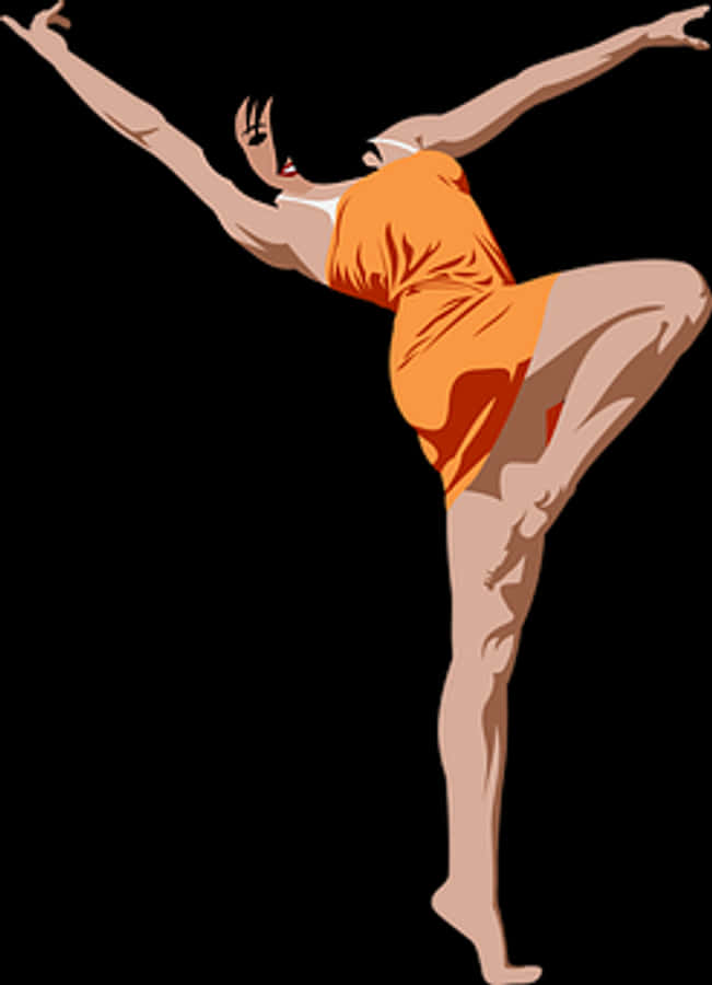 Elegant Dancer Orange Dress