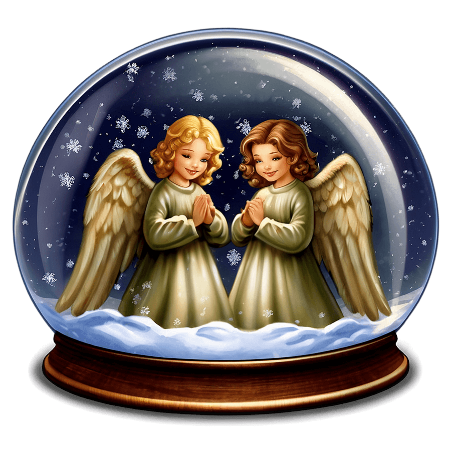 Snow Globe with Angels PNG 05262024