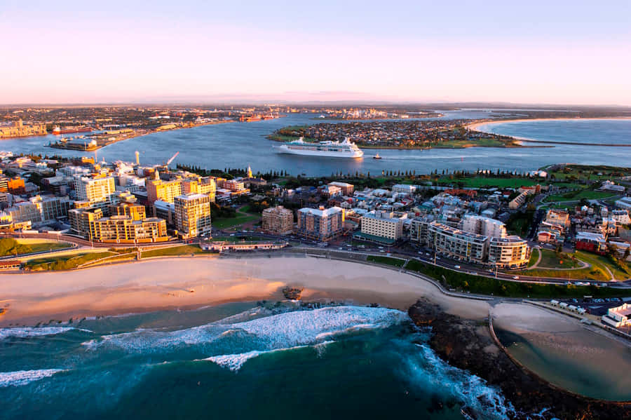 Legenda: Pôr do Sol Sobre o Porto de Newcastle, NSW, Austrália