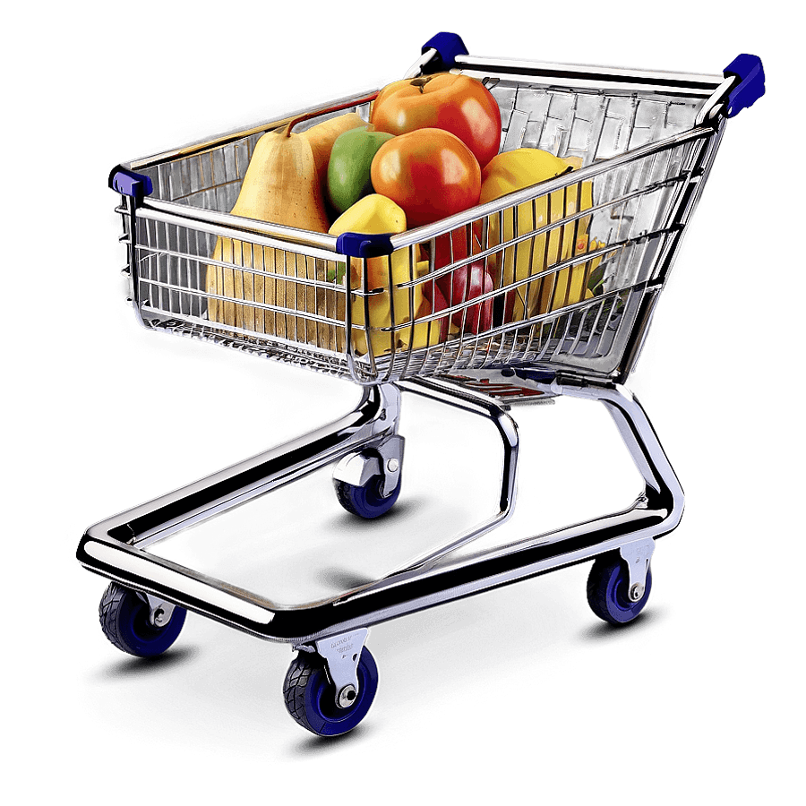 Grocery Cart on White Background PNG 49