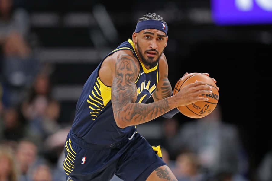 Giocatore di Basket Concentrato Durante la Partita